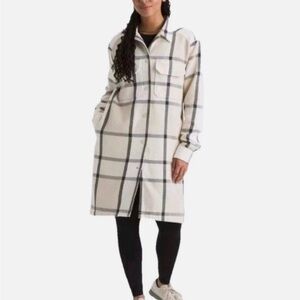 The North Face Womens Valley Twill Utility Coat White Dune Macro Plaid